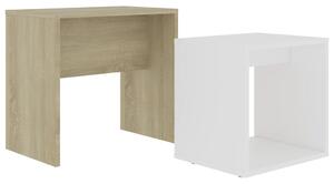 Soffbord set vit och sonoma-ek 48x30x45 cm konstruerat trä