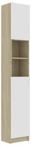 Badrumsskåp vit och sonoma-ek 32x25,5x190 cm konstruerat trä