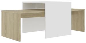 Soffbord set vit och sonoma-ek 100x48x40 cm konstruerat trä