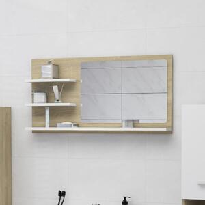 Spegelskåp vit och sonoma-ek 90x10,5x45 cm spånskiva