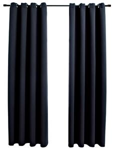 Mörkläggningsgardiner med metallringar 2 st svart 140x225 cm