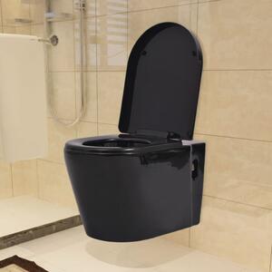 Toalettstol vägghängd keramisk svart