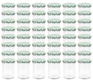 Syltburkar i glas med vita och gröna lock 48 st 400 ml