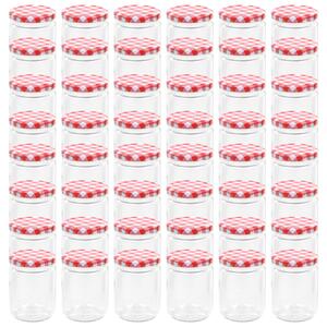 Syltburkar i glas med vita och röda lock 48 st 230 ml