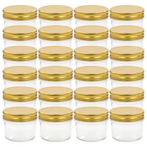 Syltburkar i glas med guldfärgade lock 24 st 110 ml