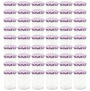 Syltburkar i glas med vita och lila lock 48 st 400 ml