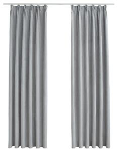 Mörkläggningsgardiner med krokar 2 st grå 140x175 cm