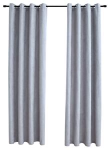 Mörkläggningsgardiner med metallringar 2 st grå 140x175 cm