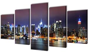 Canvastavlor set om 5 New York Skyline 100 x 50 cm