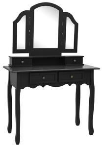Sminkbord med pall svart 100x40x146 cm kejsarträ