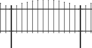 Trädgårdsstaket med spjuttopp stål (0,5-0,75)x13,6 m svart