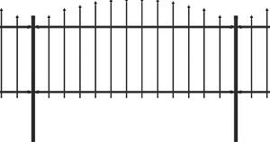 Trädgårdsstaket med spjuttopp stål (0,5-0,75)x8,5 m svart