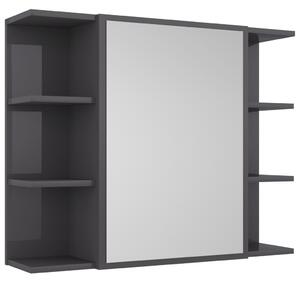 Spegelskåp för badrum grå högglans 80x20,5x64cm konstruerat trä