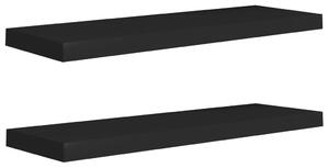 Svävande vägghyllor 2 st svart 80x23,5x3,8 cm MDF