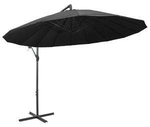 Hängande parasoll antracit 3 m aluminiumstång