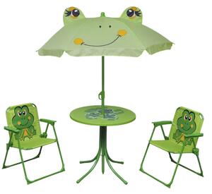 Cafébord för barn med parasoll 3 delar grön