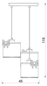 Hängande ljuskrona med textilsladd för barn SWEET 3xE27/15W/230V vit/rosa/röd/rosett