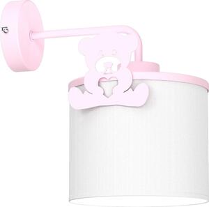 Vägglampa för barn SWEET 1xE27/15W/230V vit/rosa/liten björn