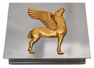 Skrin i tenn med guldfärgad Pegasushäst