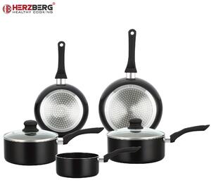 Herzberg 7 delar non-stick stenbelagd kokkärl Set Silver