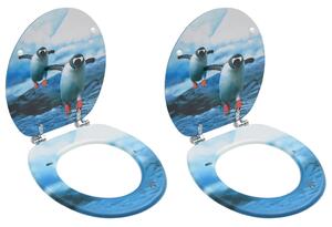 Toalettsitsar med lock 2 st MDF pingvin