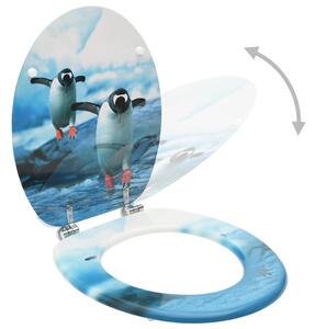 Toalettsitsar med lock 2 st MDF pingvin