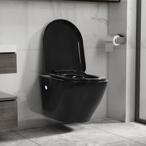 Toalettstol vägghängd utan spolkant keramisk svart