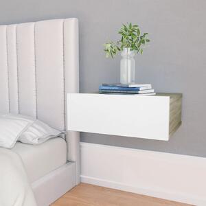Svävande sängbord vit och sonoma-ek 40x30x15 cm spånskiva