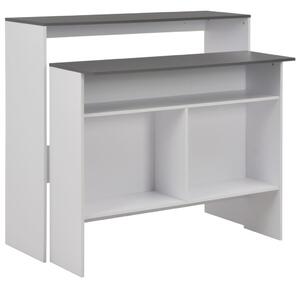 Barbord med 2 bordsskivor vit och grå 130x40x120 cm