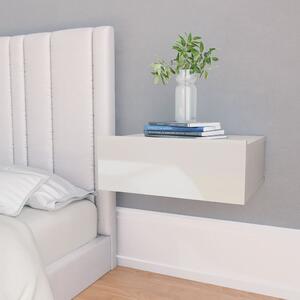 Svävande sängbord vit högglans 40x30x15 cm spånskiva