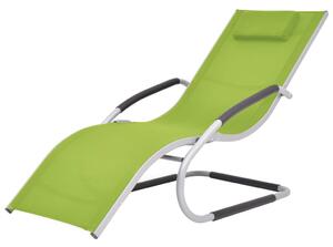 Solsäng med kudde aluminium och textilen grön