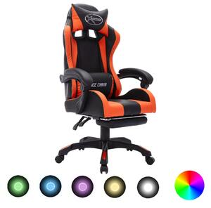 Gamingstol med RGB LED-lampor orange och svart konstläder