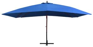 Hängande parasoll med trästång 400x300 cm blå