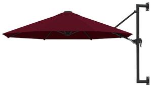 Väggmonterat parasoll med metallstång 300 cm vinröd