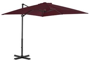 Frihängande parasoll med aluminiumstång vinröd 250x250 cm