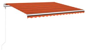 Automatisk markis med vindsensor & LED 450x350 cm orange/brun