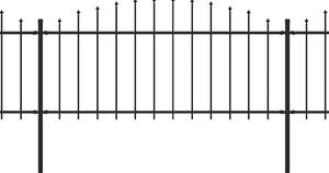 Trädgårdsstaket med spjuttopp stål (0,5-0,75)x6,8 m svart