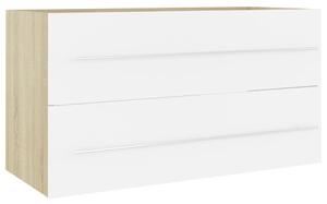 Tvättställsskåp vit och sonoma-ek 90x38,5x48 cm spånskiva