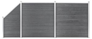 WPC-staketpanel 2 fyrkantig + 1 vinklad 446x186 cm grå