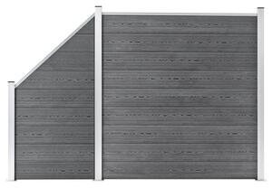 WPC-staketpanel 1 fyrkantig + 1 vinklad 273x186 cm grå
