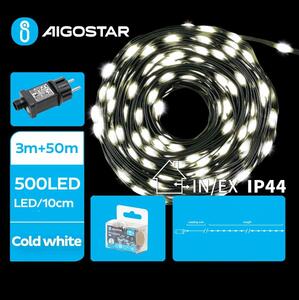 Aigostar - LED julkedja för utomhusbruk 500xLED/8 funktioner 53m IP44 kall vit