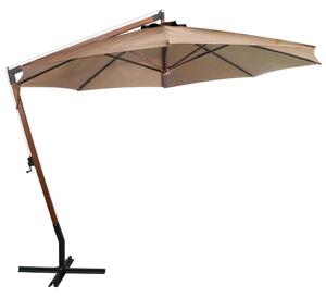 Hängande parasoll med stolpe taupe 3,5x2,9 massivt granträ