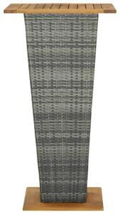 Barbord grå 60x60x110 cm konstrotting och massivt akaciaträ