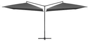 Dubbelt parasoll med stålstång 250x250 cm antracit