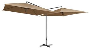 Dubbelt parasoll med stålstång 250x250 cm taupe