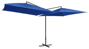 Dubbelt parasoll med stålstång 250x250 cm azurblå