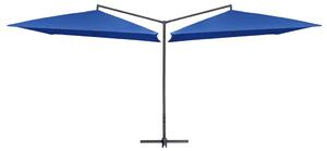Dubbelt parasoll med stålstång 250x250 cm azurblå