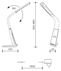 LED Dimbar bordslampa med trådlös laddning LORD EVO LED/8W/230V svart