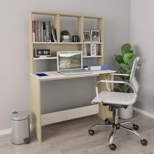 Skrivbord med hyllor vit och sonoma-ek 110x45x157 cm spånskiva