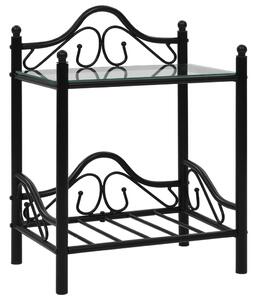 Sängbord 2 st stål och härdat glas 45x30,5x60 cm svart